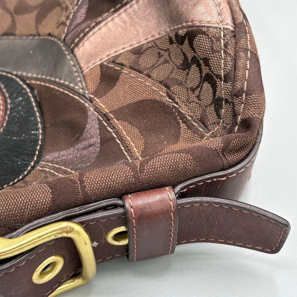 Coach Y2K Vintage Zoe Mosair Brown Patchwork Leather Suede Hobo Shoulder Bag - Picture 13 of 16